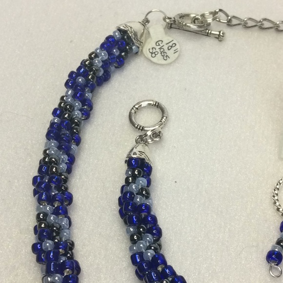 FINAL SALE PRICE Unique OOAK Designer Jewelry Set in Black & Blues - Picture 5 of 5